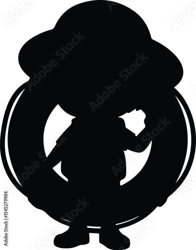 Child Floating in Inner Tube summer water silhouette vector illustration