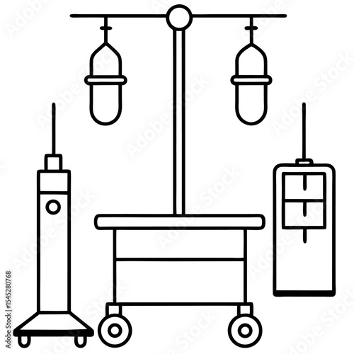 Medical Anesthesia Equipment Line Art Illustration