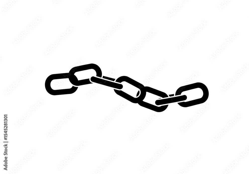 Fototapeta premium A simple black chain with four links isolated on a white background in a minimalist style design