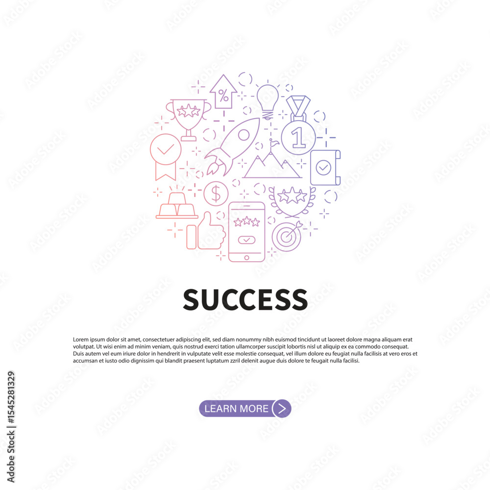 Fototapeta premium Success Banner Template Vector Design.