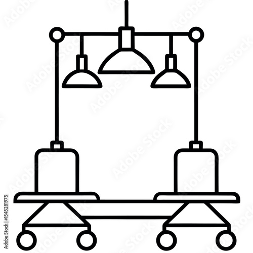 Outline Drawing Operating Room Surgical Lamps Cart