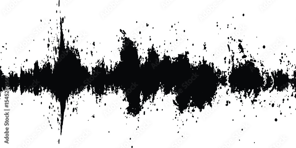 Obraz premium Black audio wave illustration. Vector brush grunge texture rough black scratches splatter grunge distressed background.