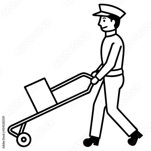 Paramedic in Uniform Pushing Wheeled Stretcher with Box