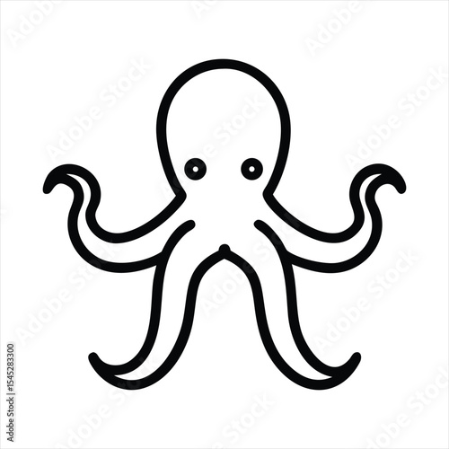 Vector line art, octopus icon, white background.
