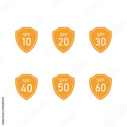 Sunblock Sign. SPF Sun defense Icon Set Vector Design.