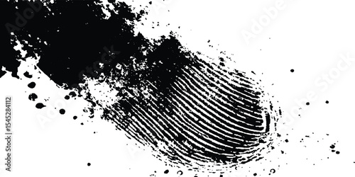Black fingerprint grange on a clean white background. Simple and clear biometric design with ample caption space for identity, security, or authentication concepts and themes.