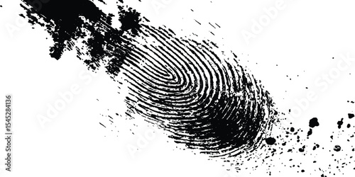 Black fingerprint grange on a clean white background. Simple and clear biometric design with ample caption space for identity, security, or authentication concepts and themes.