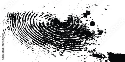 Black fingerprint grange on a clean white background. Simple and clear biometric design with ample caption space for identity, security, or authentication concepts and themes.