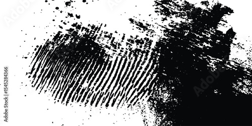 Black fingerprint grange on a clean white background. Simple and clear biometric design with ample caption space for identity, security, or authentication concepts and themes.