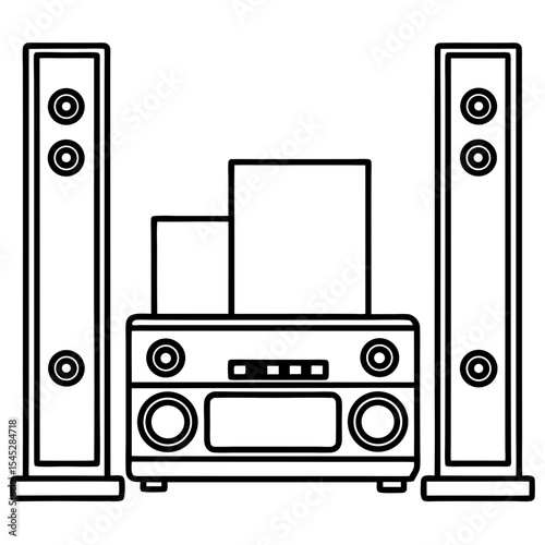 Home Theater System line art vector