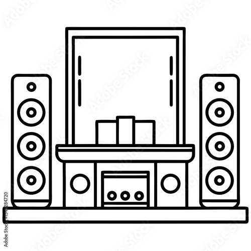 Home Theater System line art vector