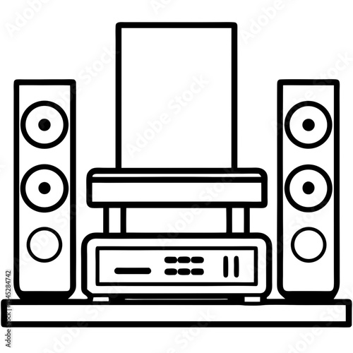Home Theater System line art vector