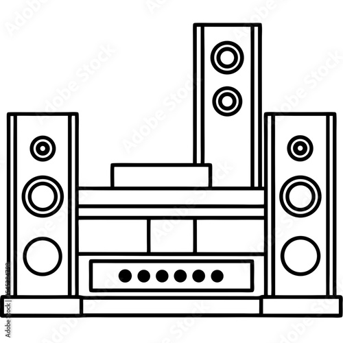 Home Theater System line art vector