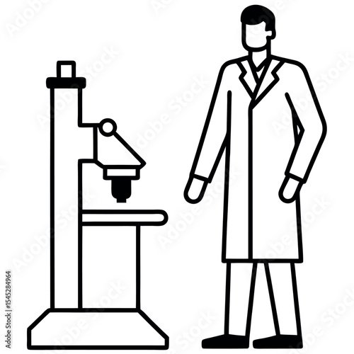 Scientist in White Lab Coat near Black Microscope white coat