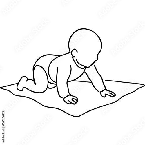Baby crawling on a blanket in a playful indoor setting  