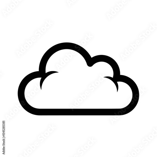 A simple black outline of a cloud with a flat bottom isolated on a white background in vector format