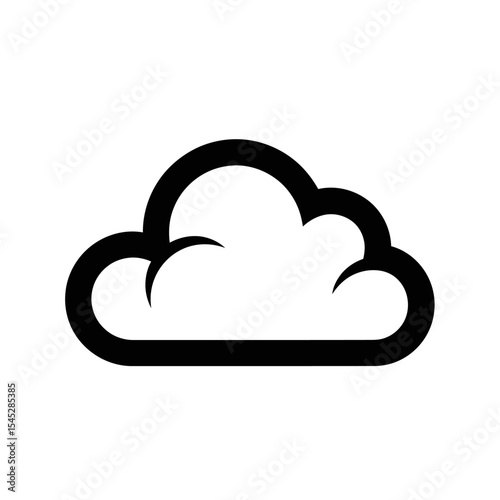A simple black outline of a cloud shape on a white background in a vector style illustration