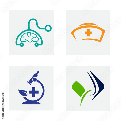 Set Of Medical Logo Design. Healthcare Symbol Vector Template