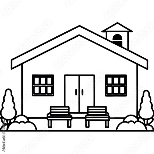 Simple Line Drawing Community Healthcare Center Garden