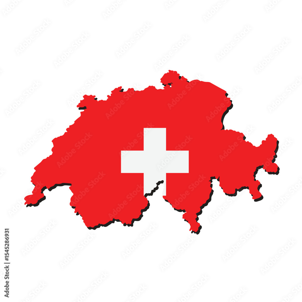 Fototapeta premium Switzerland Map And Switzerland Flag Vector Design. 