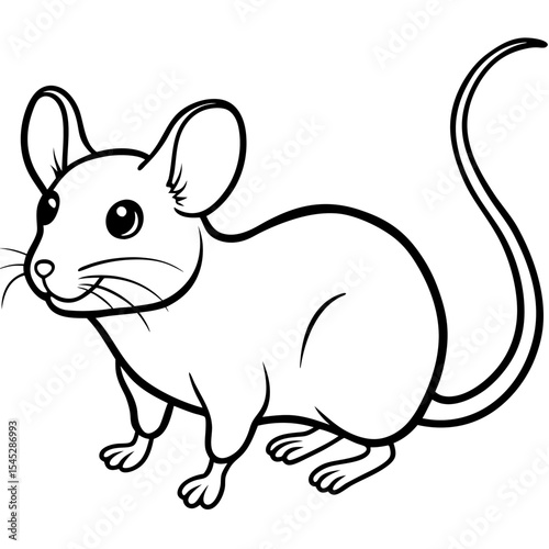 Mouse line art vector