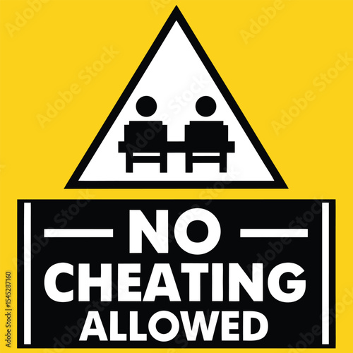 A bold graphic depicting no cheating allowed sign illustrating integrity and fair play