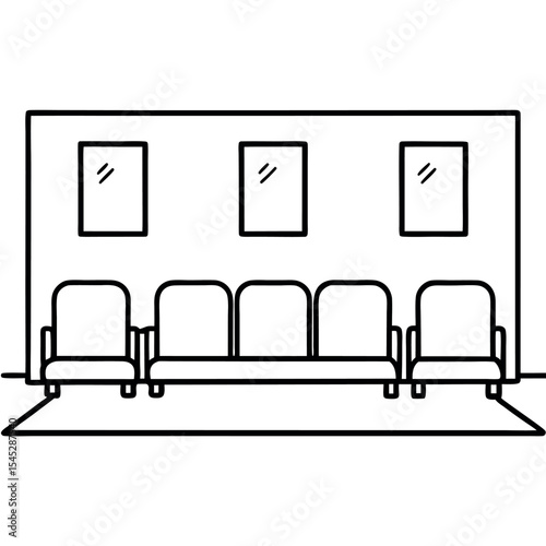 Simple Line Drawing Waiting Room Layout Three Wall Pictures