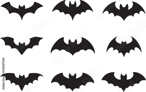 Set of funny cartoon spooky vector illustration.  Halloween vector icon set