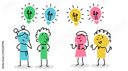 Stick Figure Kids: Stick Figures, Children, Colorful, Ideas, Smart, Lightbulb (Nr. 10)