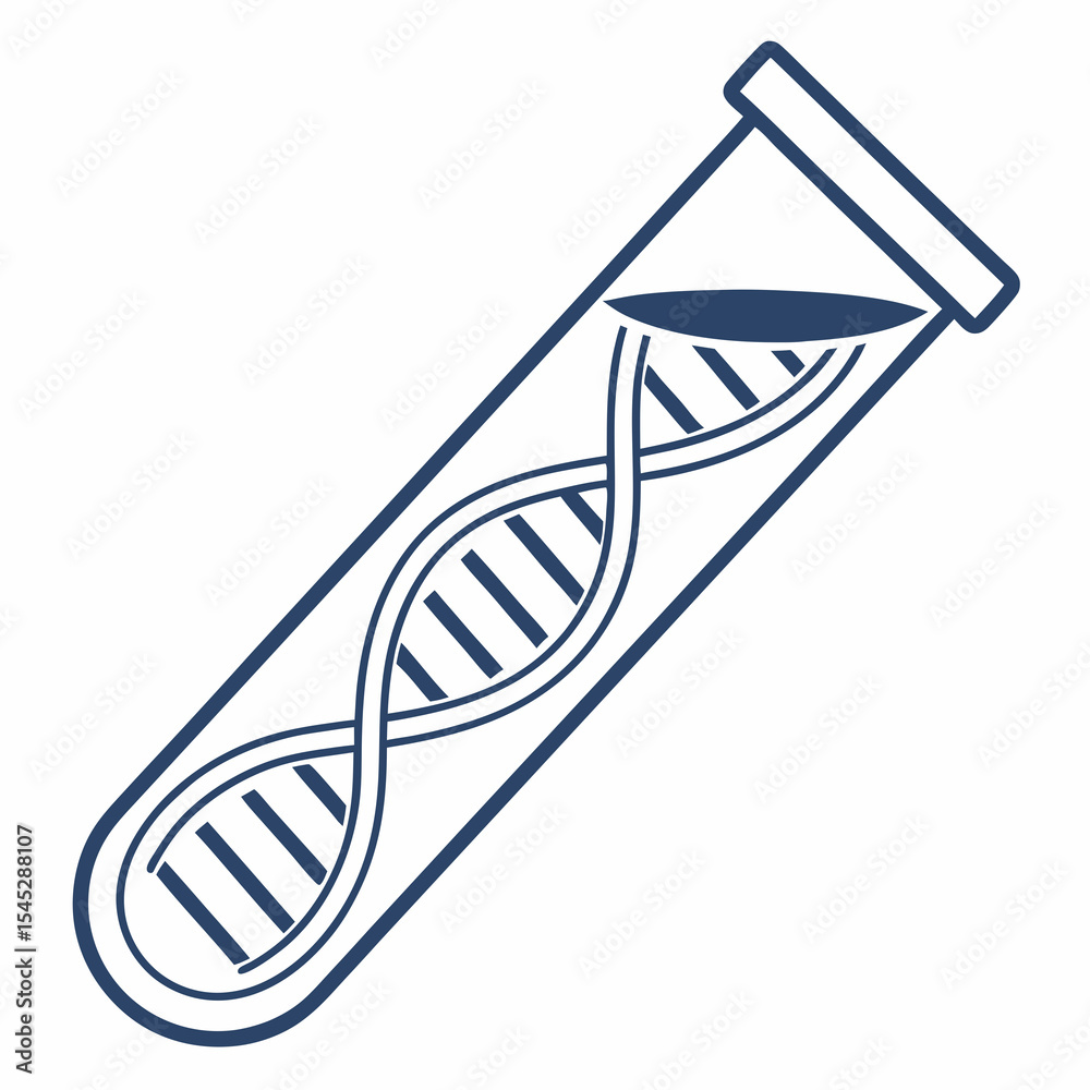 Test tube with DNA strand illustration for scientific concepts and research Test tube with DNA strand illustration for scientific concepts and research