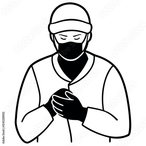 Surgeon Wearing Mask and Gloves Preparing for Surgery 1