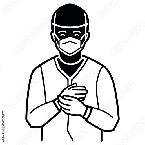 Surgeon Wearing Mask and Gloves Preparing for Surgery