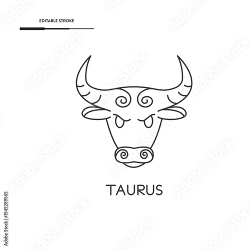 Taurus Zodiac Icon Vector Design.