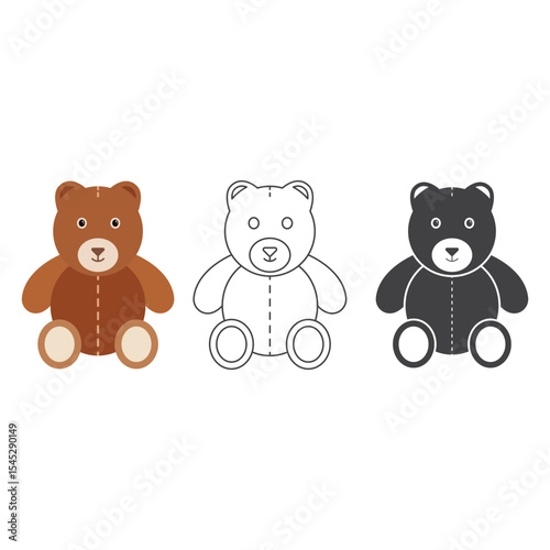 Teddy Bear Icon Set Vector Design.