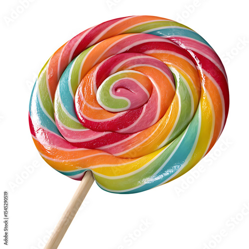 Rainbow swirl lollipop isolated on transparent background