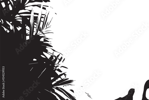 Close up of vibrant green palm fronds against a soft blurred background of golden sunlight
