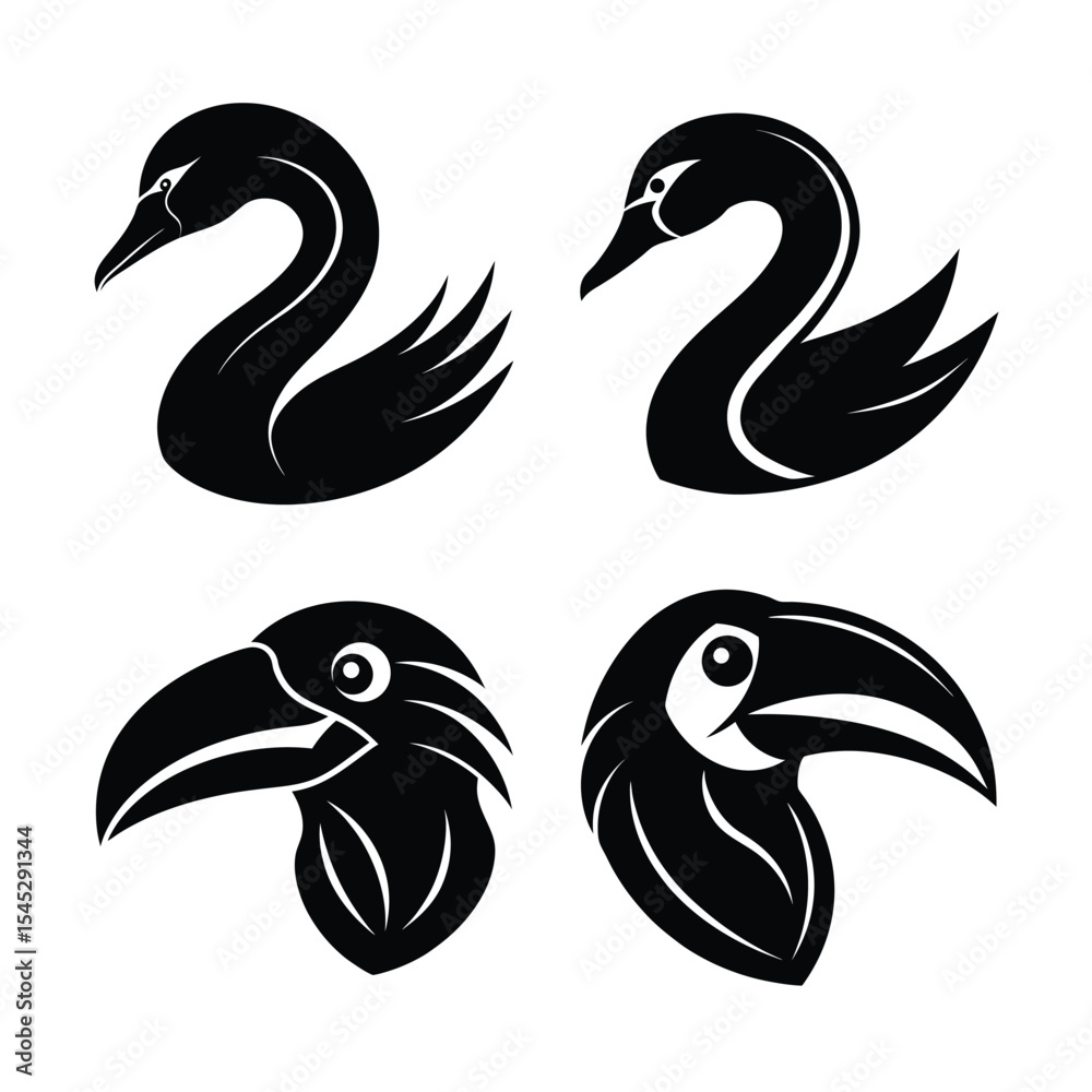 Fototapeta premium Bird head silhouette bundle design