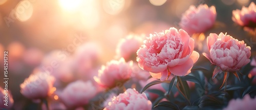 Fototapeta Naklejka Na Ścianę i Meble -  Peonies bloom in the garden, their large