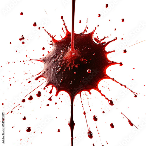 Red liquid splashing crown effect isolated on transparent background