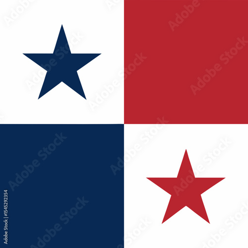 The Panama flag in vector form with crisp lines, bold stars, and clean segmentation