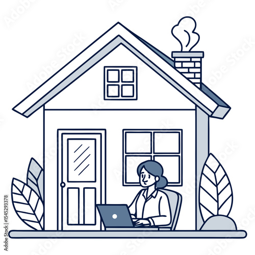 Woman Working Remotely From Home Using Laptop