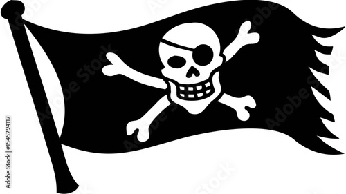 pirate flag with a skull and crossbones silhouette, skull and crossbones flag silhouette vector