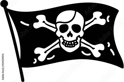 pirate flag with a skull and crossbones silhouette, skull and crossbones flag silhouette vector