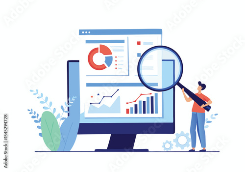  businessman working for data analytics and monitoring on report dashboard monitor and business finance investment design concept  