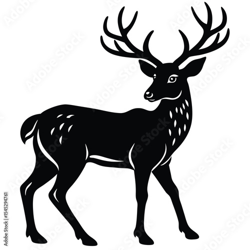 Majestic Deer Silhouette Elegant Savannah Animal Vector Illustration