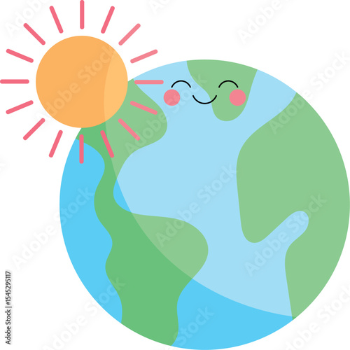 Earth and Sun Vector Illustration