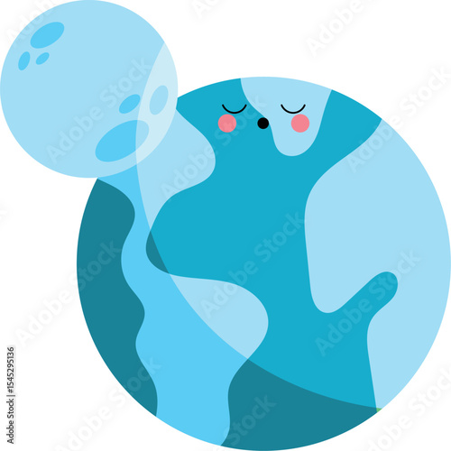 Earth and Moon Vector Illustration