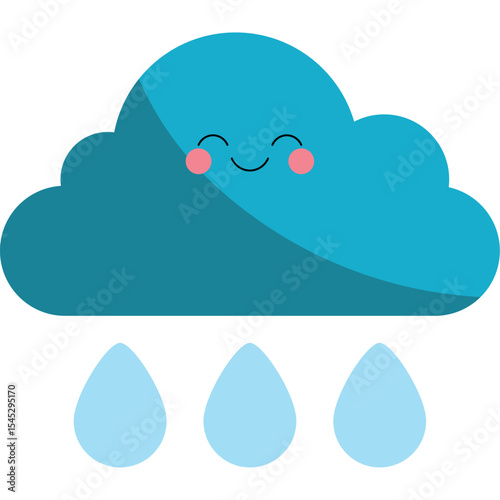 Flat Style Cloud Weather Illustration with Atmospheric Elements
