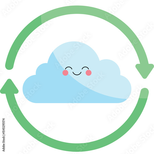 Flat Style Cloud Weather Illustration with Atmospheric Elements
