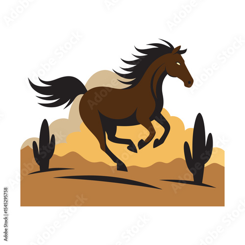 Horse Silhouette Galloping Desert Nature Scene